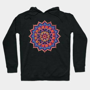 Mandala Pretty Mandala Blue Orange Yellow Meditate Inspiration Yoga Crystals Hoodie